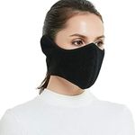 BIKBOK Winter Face Mask,Balaclava Ski Mask for Women and Man,Fleece Windproof Half Face Mask with Earflap for Outdoor Sport Black