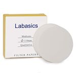 Labasics Qualitative Filter Paper Circles, 110 mm Diameter Cellulose Filter Paper with 15-20 Micron Particle Retention Medium Filtration Speed, Pack of 100