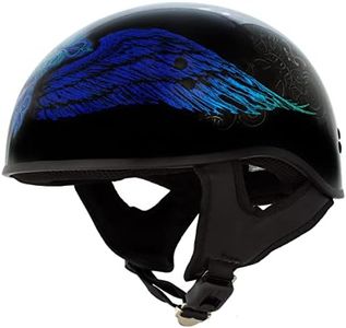 Hot Leathers HLD1045 Gloss Black 'Cross De Lis' Advanced DOT Approved Skull Half Helmet for Men and Women Biker - Small