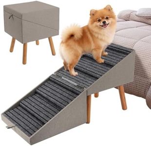Split Ottoman Dog Ramp for Bed and Couch, 21.06" H Non Slip Dog Stairs for Small Medium Large Dogs Cats Puppies Joint Support, 2 in 1 Foldable Wooden Pet Steps for Senior/Injured Dogs, Space Saving