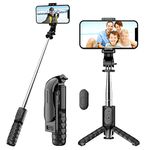 Selfie Stick Tripod for iPhone, Mini Extendable Portable bluetooth selfie stick with Detachable Wireless Remote, Flexible Selfie Stick Compatible with Small Camera and Smartphones