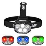 BORUIT LED Rechargeable Headlamp White Red Green Blue Light 4 in 1 Headlamp Flashlight IPX7 Waterproof Motion Sensor Head Lamp 6 Modes Head Light for Adult Kids Camping Running Fishing Hunting Gear