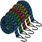 Bungee Cords, 5 Pack 2M Adjustable Elastic Bungee Cords with Hooks Weatherproof & UV-Resistant Elastic Bungee Straps For Securing Tarps, Luggage, Tents, Bikes, Garden Furniture, Wheelie Bin Lid Covers