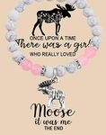 MAOFAED Moose Gift Moose Bracelet Once Upon A Time There Was A Girl Who Really Loved Moose Animal Lover Gift (once upon moose bead)