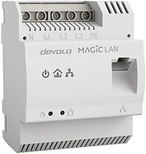 devolo 8550 Powerline Adapter Magic 2 LAN DINrail DIN Rail Adapter up to 2,400 Mbit/s Internet from The Distribution Box, Professional Home Network, Grey