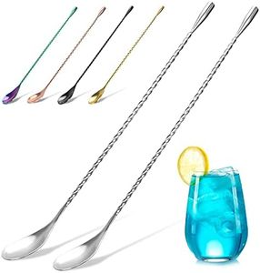 2-Pack 12 Inches Stainless Steel Bartender Mixing Spoon Cocktail Stirrers, Spiral Pattern Bar Spoon Stirring Spoon with Long Handle