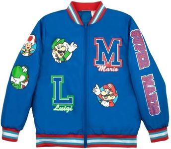 Nintendo Super Mario Bomber Jacket, Mario and Luigi Bomber Jacket, Bros. Blue, 5-6 (SMM036ABAZ1-56)