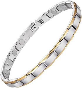 Feraco Magnetic Bracelet for Women Titanium Steel Magnetic Bracelet with Neodymium Magnets, Christmas Jewelry Gifts (Silver & Gold)