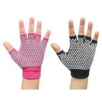 Yoga Socks and Gloves Set with Grips, Non Slip for Women Yoga Dance and Pilates & Workouts with Toes Y-G-YG2 (2 Pairs Yoga Gloves - Black Rose)