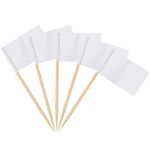 AhfuLife 100pcs Blank Toothpick Flags, Food Labels for Buffets, White Toothpick Flags Food Labels, DIY Cocktail Stick Flag for Sandwich Food Cupcake Toppers Birthday Wedding Party Supplies Decor