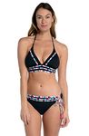 La Blanca Women's Halter Triangle Swimsuit Top Bikini, Black//Catalina Coast, 12