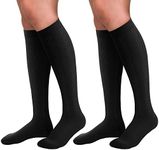 30-40mmHg Medical Graduated Compression Socks for Women&Men Circulation-Compression Stockings-Knee High Socks for Support,Hiking,Running(2 Pack Black,L-XL)