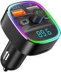 Nulaxy Bluetooth FM Transmitter for Car, Upgraded QC3.0 & 5V 1A Dual USB Charger Bluetooth Car Adapter Wireless Radio, 7-Color LED Backlit Light, Hands-Free Calling, Support USB Drive TF Card - NX10