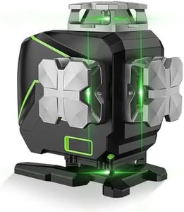 4d Laser Level, Huepar S04CG 4 x 360 Cross Lines Remote Control, LCD Screen Angle Display, Self Leveling Green Laser Level, 10m ± 3mm, IP54, Hand Carry Case 2024 New Version