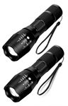 LED Battery Powered Zoom Torch, Super Bright High Lumen Tactical Torch, Hand Flashlight, Adjustable Focus, Waterproof Small Mini Pocket Torch, Strobe SOS Safety Function (Pack of 2 Torches)