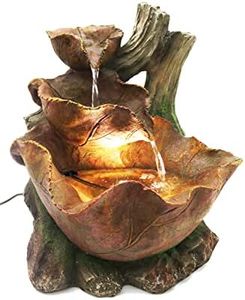 BK853 Fontaine de jardin avec éclairage Motif feuilles d'automne Cascade Fontaine de table