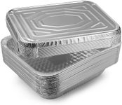 KisSealed 20 Pcs Heavy Duty Aluminum Foil Pans, Disposable Food Containers with Lids for Cooking, Roasting, Baking,Broiling,Heating, Storing, Prepping Food - 12.5” X 10.2” X 2.5”