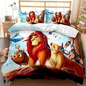 Agmdno Parure De Lit Le Roi Lion Simba - Housse De Couette 220x240 Cm + Taie 75x50 Cm,Literie pour Enfants Microfibre,Parure De Lit 1 Personne (A2,220x240cm+75x50cmx2)