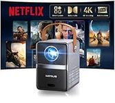 Mini 4K Projector【Netflix Officially/Dolby Audio/Short Throw】28000Lumen FHD 1080P Smart Portable Projector, TOF 1s Focus, WiFi6 Bluetooth 50% Zoom Home Cinema Projectors for Bedroom,Outdoor,Kid Gifts