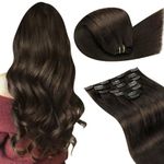 LaaVoo Clip in Hair Extensions Real Human Hair 14 Inch 7pcs 120g Darkest Brown Hair Extensions Clip in Seamless Remy Real Hair Extensions Clip in Human Hair #2