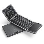 Seenda Folding Bluetooth Keyboard with Touchpad, Foldable Portable Travel Keyboard with Trackpad, Rechargeable UK layout Mini keyboard for iOS Android Windows PC Tablet phone ipad, Black and Grey