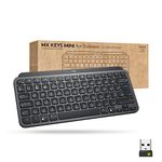 Logitech MX Keys Mini Wireless Illuminated Keyboard for Business, Compact, Logi Bolt Technology, Backlit, Rechargeable, Globally Certified, Windows/Mac/Chrome/Linux, QWERTY UK English - Grey