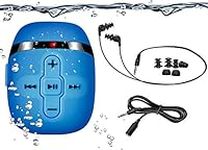 【2024 New Version】8 GB HIFI Sound Waterproof MP3 player for swimming and running, Underwater Headphones with Short Cord (3 Types Earbuds), Shuffle Feature (Blue)