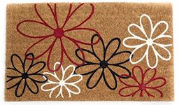 Coco&Coir Door Mats | Natural Coir | Non-Slip | Thick Coir | Premium Quality | Rubber Backed | Eco-Friendly | Indoor | Outdoor | Heavy Duty | Entrance Door Mat | 45 x 75 cm (Bloom three)