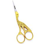 ProMax Embroidery Eye Brow Scissors Deferent Attractive Styles Straight Pointed Stainless Steel with Half Gold Plated (Design Scissor-10011)