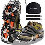 SHEEFLY Crampons Ice Cleats Traction,19 Spikes Snow Grips Ice Grippers Traction Anti-Slip Stainless Steel Spikes for Shoes and Boot,Microspikes for Running,Hiking,Climbing,Fishing,Running