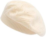 ZLYC French Beret hat, Reversible Solid Color Cashmere Knit Warm Beret Cap for Womens Girls (Knitted Beige)