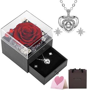 Sosayet Rosa Eterna Regali per Lei Moglie Mamma Fidanzata, Idee Regalo Donna Portagioie con Collana e Orecchini, Confezione Regalo per San Valentino Festa della Mamma Anniversario Natale