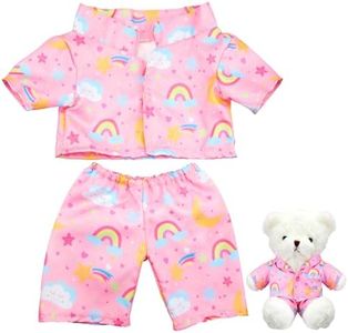 Bunnycool 2 Pcs PJ's Bear Clothes Outfit, Fit Most 12-16 Inch Bears Stuffed Animal Clothes Pajamas Plushy Clothes for Stuffed Animals, Pre Kindergarten Toys(Pink)