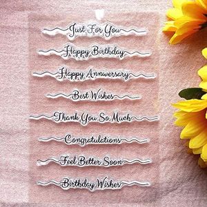 GAWEI Home Crafts Words Just for You Happy Birthday Best Wishes Congratulations Clear Stamps for Card Making Decoration and DIY Scrapbooking