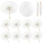 HOOMUU 33 Inches Paper Umbrellas for Weddings - Chinese Japanese White Paper Parasol for Women - 12 Pack DIY Painting Craft Decorative Umbrellas for Wedding Bridal Party Decor