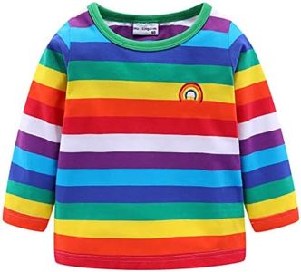 Mud Kingdom Baby Boys Sweatshirt for Girls Long Sleeve T-Shirts Rainbow Pattern Stripe Loose Soft 12-18 Months