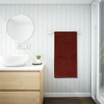 Spaces 100% Cotton Bath Towel Ribbed Texture HIGH Absorbency HIGH LOFT (Solid 75CMX150CM)-Burnt Orange/ASH