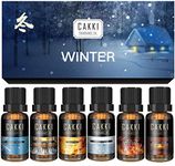 Winter Essential Oils for Diffusers for Home, CAKKI Premium Grade Fragrance Oils Gift Set, 6 Winter Scents Natural Aromatherapy Oils, for Candles Making, for Soaps Making, for Humidifiers, 6x10ml