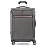 Travelpro Platinum Elite Softside Expandable Checked Suitcase, 8 Wheel Spinner Suitcase, TSA Lock, Men and Women, Vintage Grey, Checked Medium 72x47x30 cm
