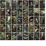 Dark Cottagecore Room Decor Aesthetic - 40 Pcs Cottage Core Wall Decor, Dark Cottagecore Decor, Vintage Botanical Wall Art Print, Nature Mushroom Poster Animal Pictures for Bedroom (Cottagecore Dark)