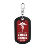 mnmoom Asthma Inhaler Inside Tag-Red Medical Alert Zipper Pull Bag Tag (1pcs)