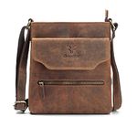 Goatter Men's and Women's Hunter Leather Cross Body Messenger Bag (Brown)