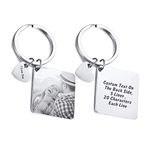 XUANPAI Custom Dog Tag Keychain Personalized Photo Keyrings Text Customized Stainless Steel Key Ring Birthday Wedding Gift for Men Women Style 2