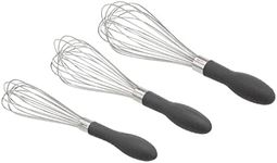 Amazon Basics Stainless Steel Wire Whisk Set, Grey - 3-Piece