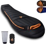 BUERTS Down Backpacking Sleeping Bag.Cold Weather Sleeping Bag 30°F 20°F 10°F (Multiple Temperature Options), XL Large 4 Season Sleeping Bag for Adults Camping Hiking Mountaineering (Black -7°F)