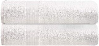 GLAMBURG Premium Cotton Oversized 2 Pack Bath Sheet 35x70-100% Pure Cotton - Ideal for Everyday use - Ultra Soft & Highly Absorbent - Machine Washable - White