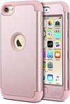 ULAK iPod Touch 7 Case, iPod Touch 5/6 Case Hybrid 3 Layer Silicone Bumper Shockproof Hard Case Cover for Apple iPod Touch 5th/6th/7th Generation - Rose Gold