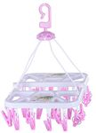 RJ Rojeno Plastic Cloth Drying Stand Hanger with 28 Clips/pegs, Baby Clothes Hanger Stand, Multicolor, Set of 1