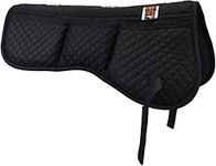 ECP All Purpose Diamond Quilted Cotton English Half Saddle Pad with Therapeutic Contoured Correction Support Pockets - 18 Memory Foam Shims Included, Black