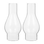 NUOBESTY 2Pcs Oil Lamp Chimney Clear Clear Glass Chimney Lamp Shade Handblown Kerosene Lamp Shade Replacement for Vintage Oil Kerosene Lamps